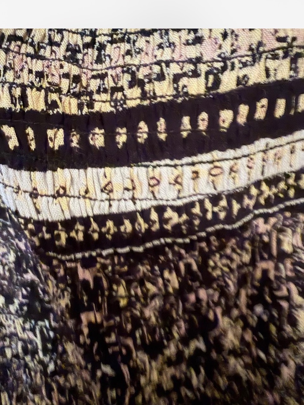 Smocked Square-Neck Peasant Top in Brown & cream paisley & floral print. - Picture 2 of 8